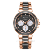 Alexandre Christie AC 2B02 BF Multifunction Brown Rosegold  Dual Tone Dial Stainless Steel With Ceramic Strap